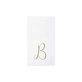 Vietri Papersoft Gold Monogram Guest Towels - B Pack/20-7.75" x 4.5" Spunlace Disposable Napkins