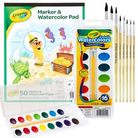 Watercolor Paint Set for Kids 16 vivid Watercolor Paint Mixing Palette, Paper Pad and 8 Brushes, Water Color Painting Kids and Adult Beginner Supplies Gifting Bundle