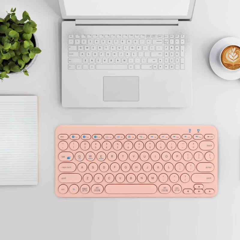 Wireless Keyboard 78 Keys Round Keycaps Slim Compact Retro Quiet