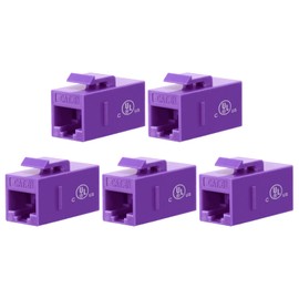 VCE RJ45 Cat6 Ethernet Keystone Inline Coupler UL Listed, Female to Female Network Insert UTP for Cat6/Cat5e/Cat5 Cable 5-Pack Purple