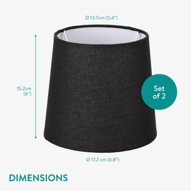 Navaris Navaris 2x lampshades made of linen - pack of 2 E14 lampshades for table lamps or floor lamps - 2 replacement lampshades small - outside black/inner white?
