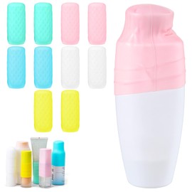 Tyqour 10 Pack Silicone Bottle Covers Leak Proof Travel Bottle Covers Silicone Covers for Travel Toiletries Elastic Sleeves for Leak Proofing Fits Various Travel Size Bottles