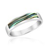 AeraVida Rectangular Signet Abalone Shell Inlay .925 Sterling Silver Ring