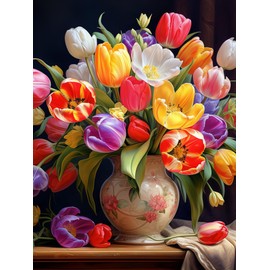 Pavemlo 5D Diamond Art Kits for Adults Flower, Full Drill Diamond Art Pictures Paint with Diamonds, DIY Cross Stitch Jewel Art Rhinestone Craft for Home Wall Decor 12X16 in