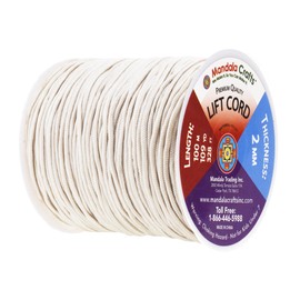 Mandala Crafts 2mm Off White Blind Strings Lift Shade Cord - 109 Yards Braided Nylon Cord for Roman Shades, Curtain String, and Blinds Repair or Replacement