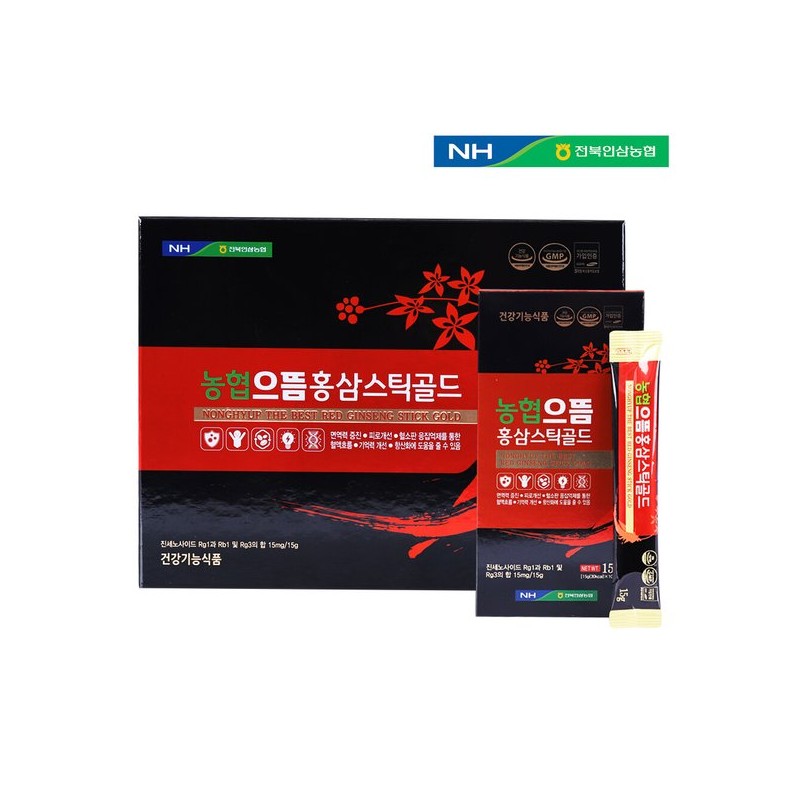 전북인삼농협 농협으뜸 홍삼스틱골드 15g x 30개 Jeonbuk Ginseng Cooperative Nonghyup