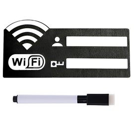 1 PCS Cartello WiFi in Legno con Pennarello, 22x10 cm, Targhetta per Password da Appendere o da Tavolo per Casa, Ufficio, Ristorante, Hotel(Nero)