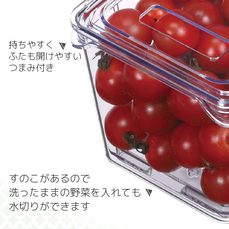 Kokubo KK-646 Transparent Vegetable Storage Container with Grate, Small, Made