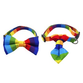 Blingbling Warmth Pet Collar Bow Tie & Tie, Comfortable Rainbow Adjustable Collar for Your Furry Friend