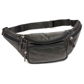 Buffalo Belt bag LEAS, Genuine Leather, black - ''LEAS Travel-Line''