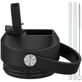 Straw Lid for Yeti Rambler Water Bottle 18 oz,26 oz,36 oz,46 oz,12 oz,64 oz,Straw Cap,Straws and Brush Include (Black)
