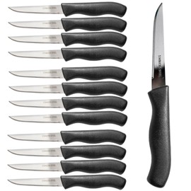 Brenium Paring and Garnishing Knife, 12-Piece Set, Knives with Straight Edge 3 Inch Blade, Stainless Steel, Spear Point, Fruit and Vegetable Cutting and Peeling, Black