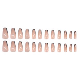 Advanced purple gradient style,Short almond-shaped nails,12 sizes - 24 nail kit with jelly glue + rubbing strips (Black French nails)