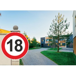 Pubblimania 18 km per hour Top Speed Road Signs Ideal for Birthdays 3mm Thick Round Metal Aluminium Outdoor Diameter 30 (Top Speed 18 km)