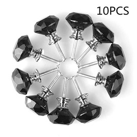 Longsing Chest of Drawers Crystal Knobs 10 Pieces 30 mm Diamond Glass Crystal Drawer Pulls with Screw for Home Office