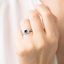 Heart Cremation Ring for Ashes Pet Paw Urn Keepsake Rings Forever in My Heart Urn Rings for Ashes Memorial Jewelry for Women -10#