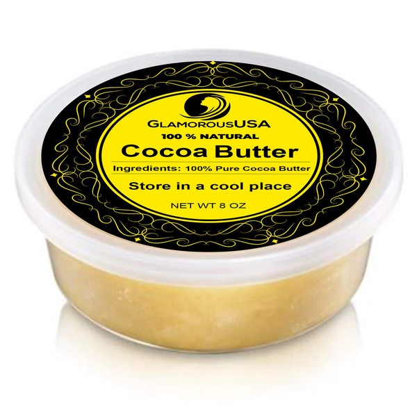 8 Oz Jar- Pure Natural Raw Cocoa Butter (AFRICAN)