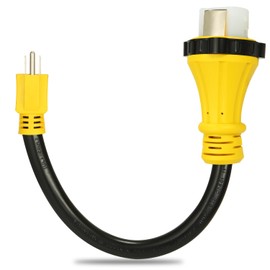 PLIS 30 Amp to 15 Amp 125 Volt RV Adapter Cord with Twist Locking,NEMA 5-15P Male to SS2-50R Female Electrical Power Adapter,Heavy Duty STW 10 Gauge,1.5FT