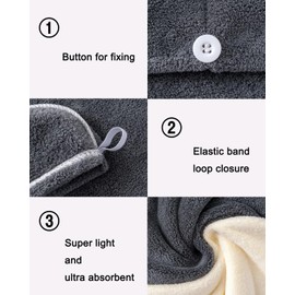 Microfiber Hair Towel Wrap for Women 6 Pack - Ultra Absorbent Fast Drying Turban with Button Closure, Anti-Frizz Design for Curly/Straight Hair, Lightweight & Machine Washable 25x65cm (6 Colors)