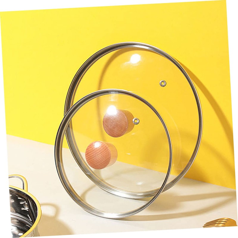 GLEAVI Toughened Glass Pot Lid with Wood Knob Kitchen Cover