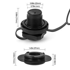 QUKRT 4 Pcs Boston Valve, One-way Universal Fit Air Valve for Rubber Dinghy Raft Kayak Pool Boat Airbeds, Black