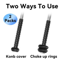 [2 Packs] Baseball Bat Grip Knob Cover Bat Knob Cover Choke Up Rings Knob Ring Cover for Youth & Adult Baseball Softball Teeball Tball Bat Choke Up Ring Bat Knob Baseball Bat Accessories - Black