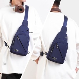 Seoky Rop Sling Bag for Men Women, Small Nylon Crossbody Bag Trendy, Casual Shoulder Chest Bag for Travel Running Hiking Blue