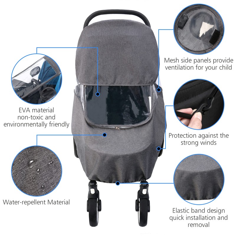 Rain Cover for Pushchair, Universal Rain Cover for Buggy, Travel,
