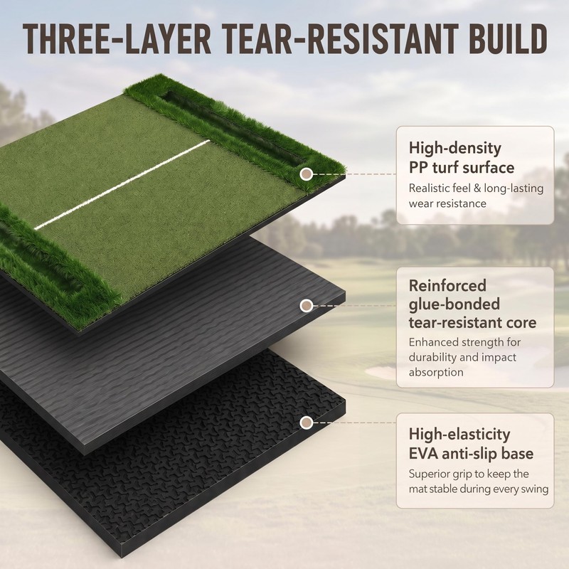 Bribay Golf Mat Dual-Turf, 6x4 ft, High Density, Practice, Two-Way