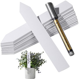 HNYYZL Plastic Plant Labels 8 Inch 50 PCS & 1x Black Marker Pen, Garden Plant Tags, Nursery Garden Labels Outdoor Waterproof
