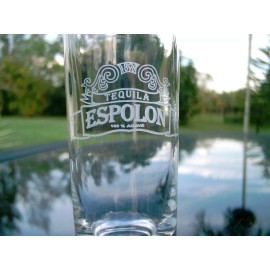 TEQUILA  ESPOLON 100% AGAVE TALL SHOOTER  SHOT GLASS 4 1/8" NEW NEVER USED