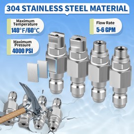 AquaNPT Pressure Washer Nozzle 5-6 GPM, 4 Way Washing Holder Tips with 1/4 Quick Connect for Soft Wash System, Stainless Steel Soft Wash Nozzle Accessories (5-6GMP)