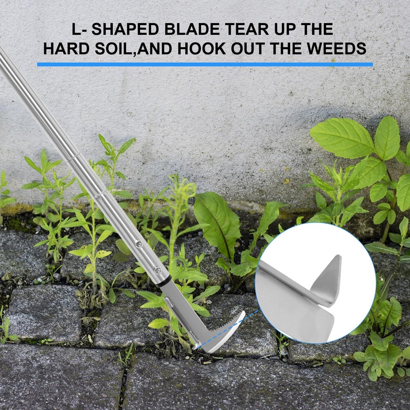 BARAYSTUS Crack Weeder, Stainless Steel Manual Crevice Weeding Tool, Long