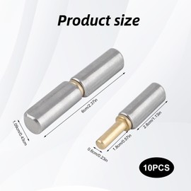10 Pack Weld On Barrel Hinges 2-1/2" Long, 3/8" Diameter Heavy Duty Carbon Steel Detachable Bullet Gate Hinges, Weldable Round Body Door Hinge for Swing Doors, Trailer Ramps, Drive Gates