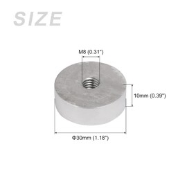 METALLIXITY Aluminium Disc (1.18 x 0.39 Inch M8 Thread) Glass Table Top Adapter Aluminium Circle Disc - for Tea Kitchen and Other Glass Furniture Accessories Pack of 4