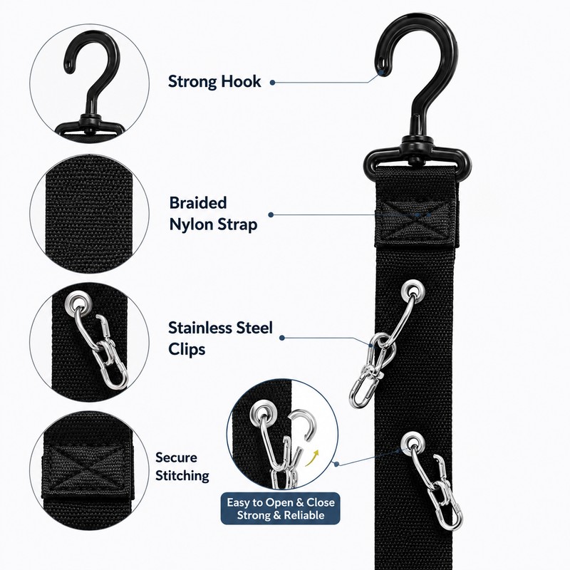 Hat Organizer for Closet Storage – 8-Clip Hanging Rack for