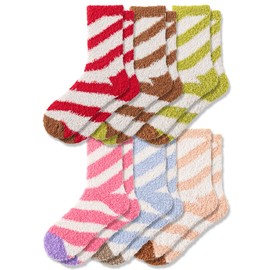3PAIRS Fuzzy Crew Socks For Women Warm Winter White Novelty Socks Unisex MultiColor