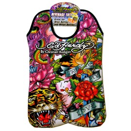 Ed Hardy Designs By Christian Audigier Neoprene 2 Bottle Wine Beverage Tote (Tatto Tiger Geisha)