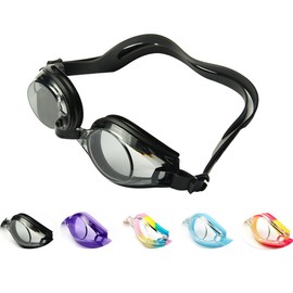 Rosa Schleife Swim Goggle, Large Swimming Goggles with Anti-Fog and UV Protection Clear Lens for Adult Men Women Indoor Outdoor Ocean Swimming Goggles(Black)