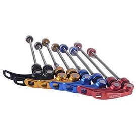 Zsling 1 Pair Bicycle Skewers Ultralight Quick Release Bike Skewers Front Rear Set 110/135mm for MTB Road Bike Gold