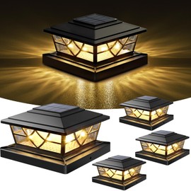 NIORSUN Solar Post Lights Outdoor 4 Pack, 2 Modes LED, Deck Fence Post Solar Lights for 3.5x3.5 4x4 5x5 5.5x5.5 Caps Patio Garden Decoration, Black