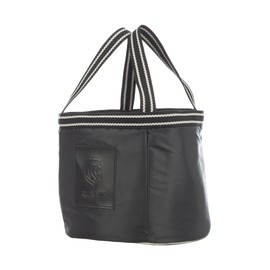 Equinavia Darby Mini Grooming Tote Bag for Horses, Dogs, Cats | Riding Supplies Organizer with 8" x 8" x 8.5" Interior - Black/Silver - One Size