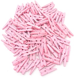 25mm Mini Pink Wooden Clothes Peg Craft For Vintage Wedding Party Decoration Scrapbook (50)