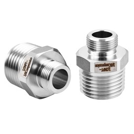 1/2 to 3/8 Reducer Faucet Adapter, RV Faucet Adapter, 304 Stainless Steel Compression Pipe Fitting, Water Supply Line Adapter for RV Kitchen, (Pack of 2)