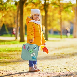 Insulated Lunch Bag With Adjustable Shoulder Strap, Cute Corduroy Preppy Lunch Box Large Insulated Lunch Bag Reusable Lunch Tote Bag with Smiley Preppy LunchBag for Girls School Travel (Green)