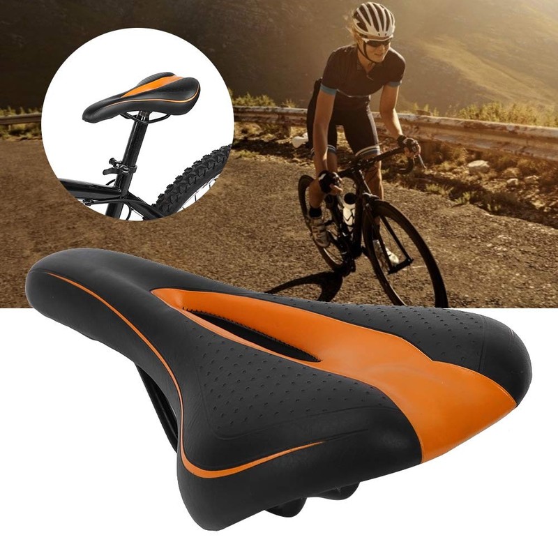 Mountain Road Bike, Comfortable Bike Seat Saddle Soft Orange Seat