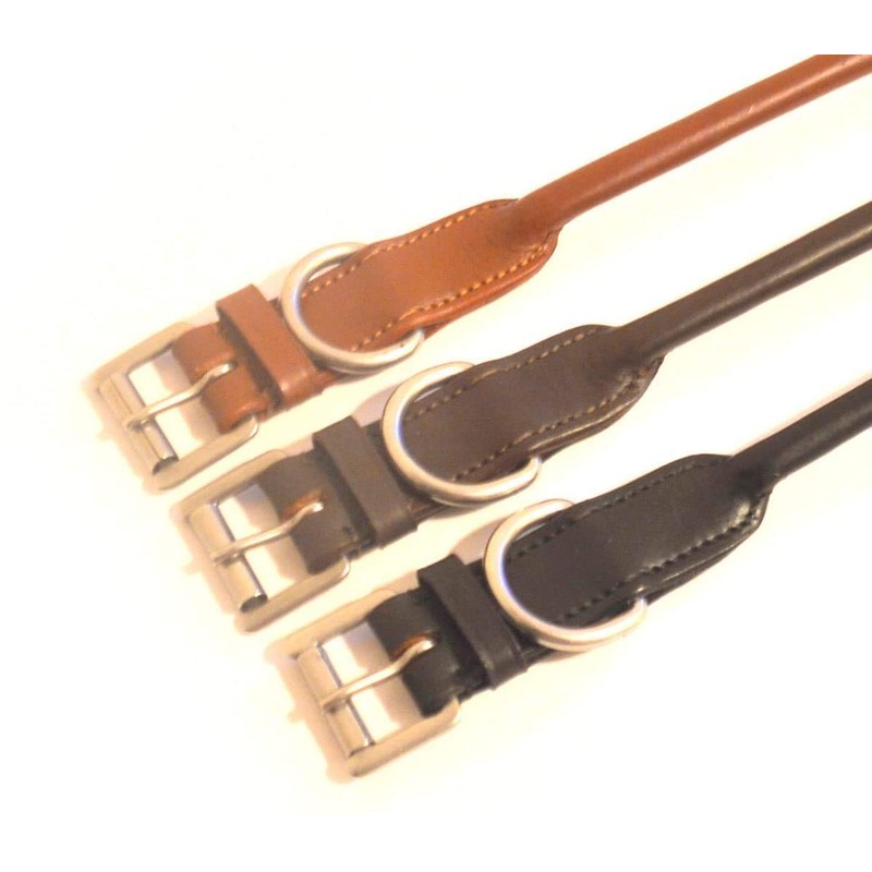 SIE Rolled Leather Dog Collars (Black, 10'')
