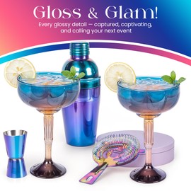 JC Suites Martini Glasses Set of 2 – Iridescent Margarita Glasses & Cocktail Cups for Home Bar – Elegant Drinkware for Margaritas, Espresso Martinis, Mocktails – Cute Bar Gift for Women & Men