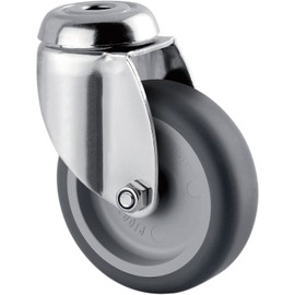 Tente Swivel Castor with Back Hole 75 mm Agila Rustproof - Apparatus Roller with Plate - Plastic Wheel for Load Capacity up to 75 kg - Rotatable Transport Roller with Plain Bearing, Stainless Steel
