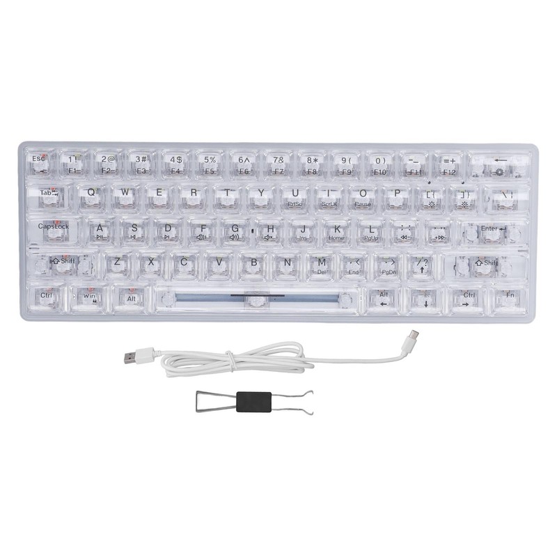 61 Keys Transparent Mechanical Keyboard Clear Keycap Wired Gaming Keyboard